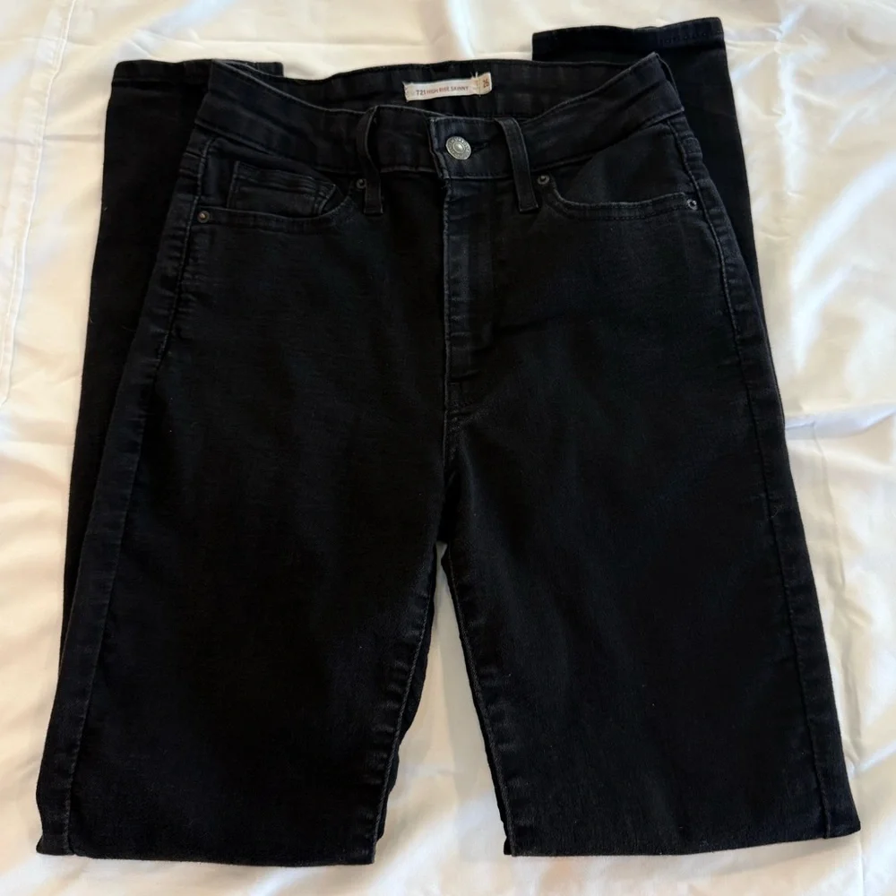 LEVI’S 721 High Rise Skinny Women's Black Jeans - Size 26 - Picture 4 of 7